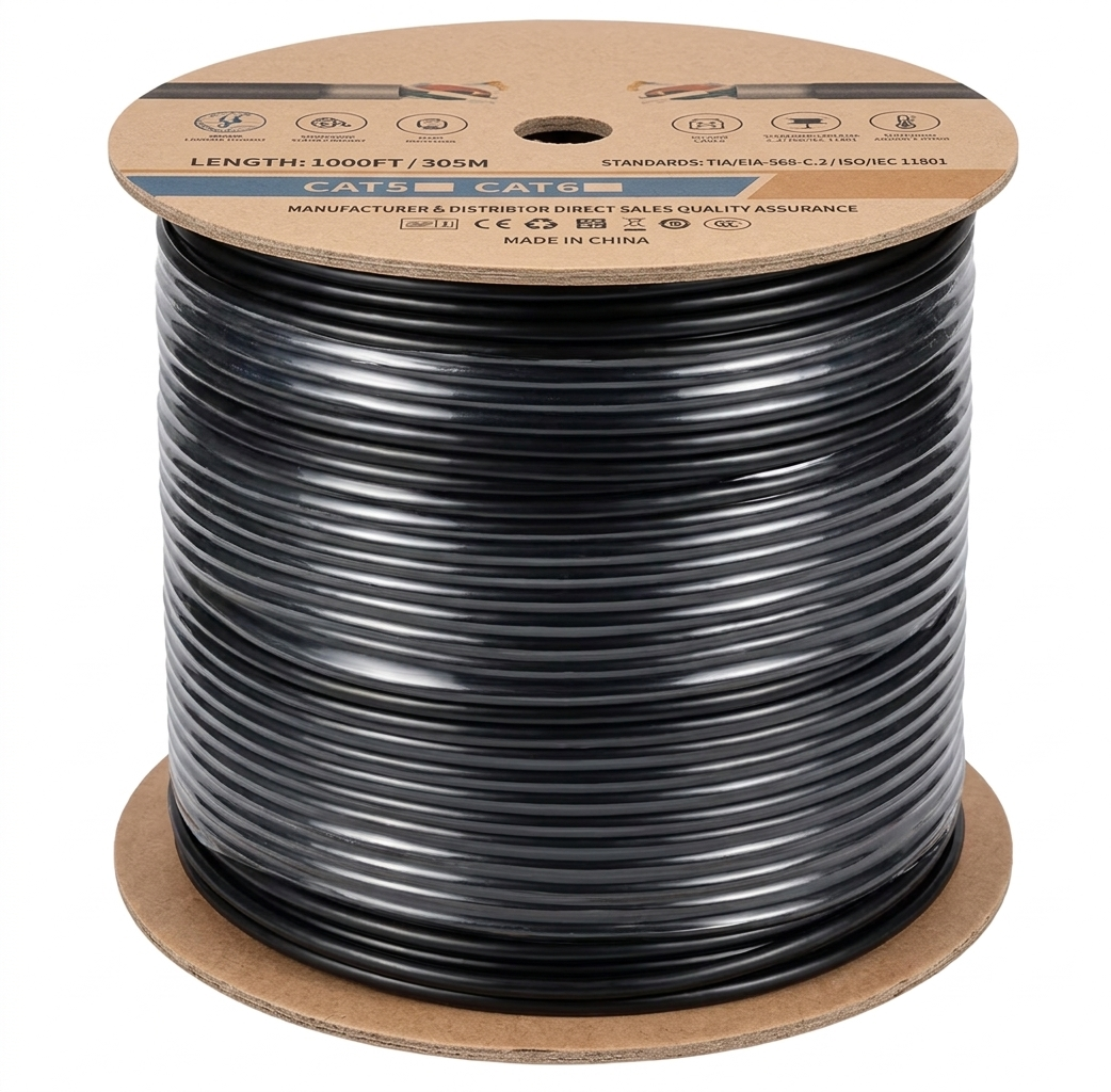 Cable LAN DENIXI Cat6 UTP FTP SFTP 23AWG, Resistente al Agua, para Exteriores.